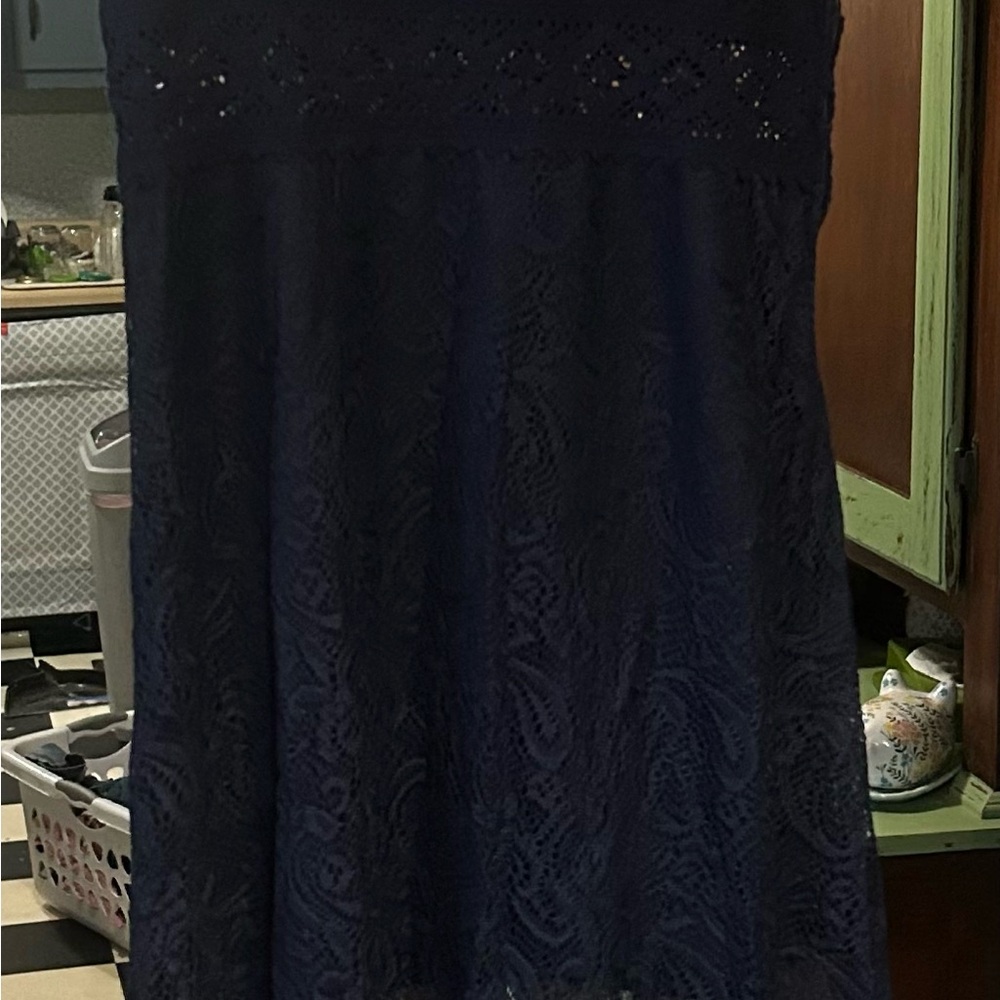 NWT! Navy Lace Hi-Lo Dress